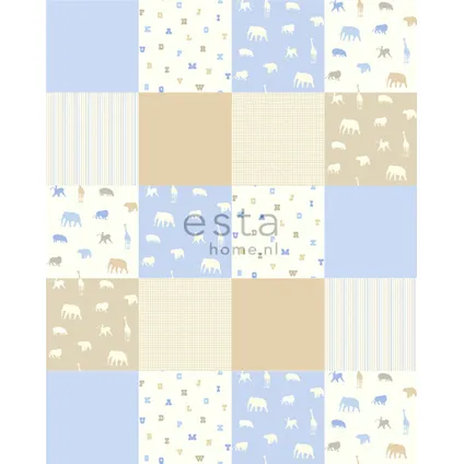 ESTAhome XL behang dieren babyblauw - 20 behangtegels van 53 x 53 cm - 157323 2