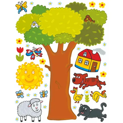 Sanders & Sanders sticker mural les animaux de la ferme vert, jaune et marron - 65 x 85 cm - 600243 2