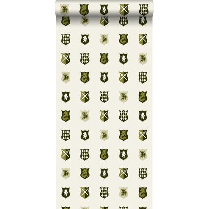 ESTAhome papier peint boucliers vert armée - 53 cm x 10,05 m - 114918