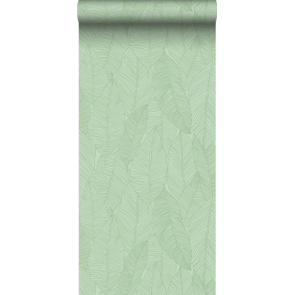 ESTAhome behangpapier getekende bladeren groen - 50 x 900 cm - 139425
