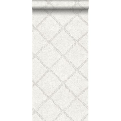 ESTAhome behang oosters berber tapijt licht warm grijs en mat wit - 53 cm x 10,05 m