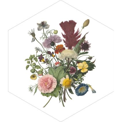 ESTAhome sticker mural bouquet vert, rose et jaune - 140 x 161 cm - 159022