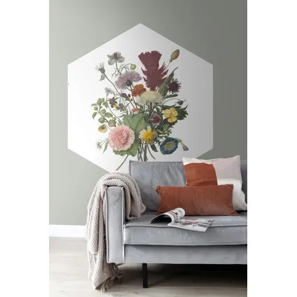 ESTAhome sticker mural bouquet vert, rose et jaune - 140 x 161 cm - 159022 3