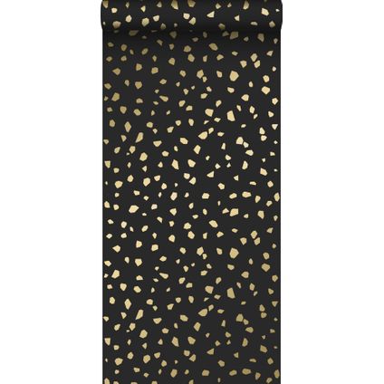 ESTAhome behangpapier terrazzo zwart en goud - 0,53 x 10,05 m - 139134