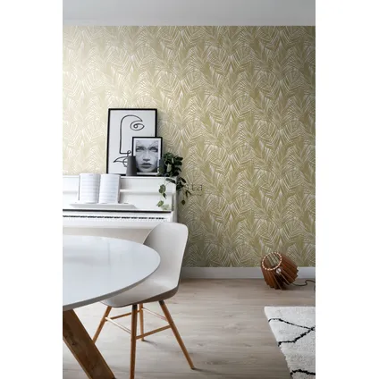 ESTAhome papier peint feuilles de palmier or et blanc - 0,53 x 10,05 m - 139301 3