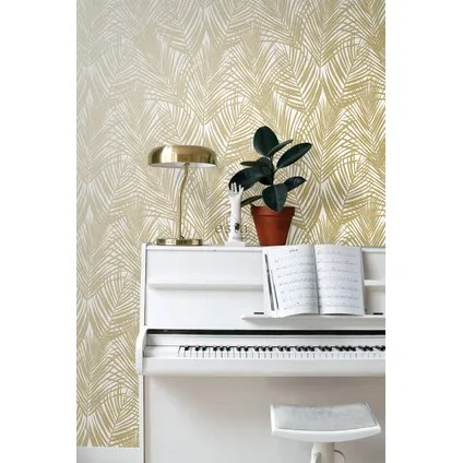 ESTAhome papier peint feuilles de palmier or et blanc - 0,53 x 10,05 m - 139301 4
