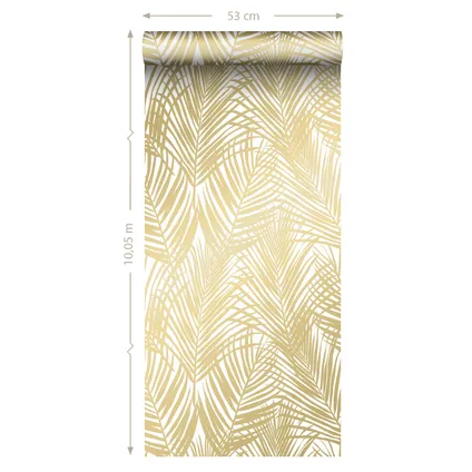 ESTAhome papier peint feuilles de palmier or et blanc - 0,53 x 10,05 m - 139301 8