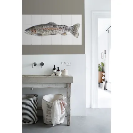 ESTAhome sticker mural poisson gris chaud et rose saumon - 97 x 48,5 cm - 159031 3