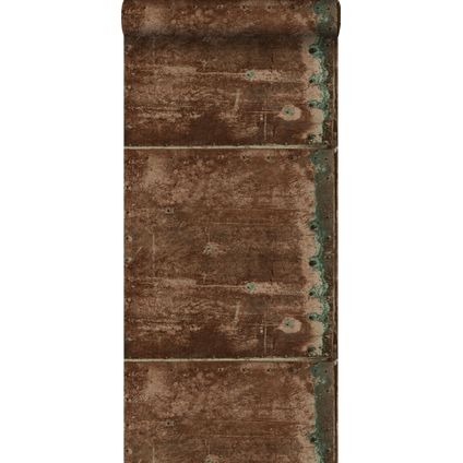 ESTAhome behang metalen platen roest bruin - 53 cm x 10,05 m - 138221