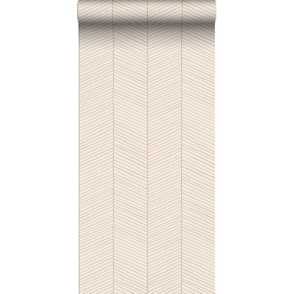 ESTAhome behang visgraat-motief zandkleurig en beige - 139565