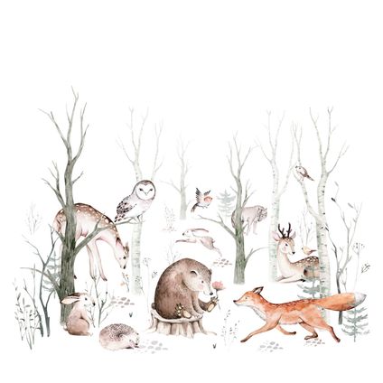 Sanders & Sanders papier peint panoramique animaux de la forêt vintage blanc, orange et marron