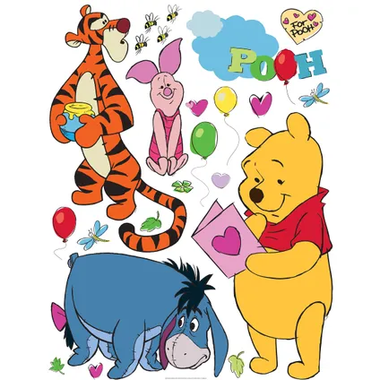 Disney sticker mural Winnie l'ourson jaune, orange, rose et bleu - 65 x 85 cm - 600187