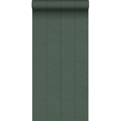 ESTAhome behang visgraat-motief groen en zwart - 139307