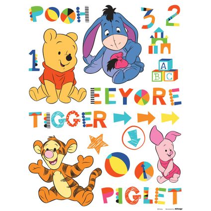 Disney sticker mural Winnie l'ourson alphabet orange, rose et bleu - 65 x 85 cm - 600208