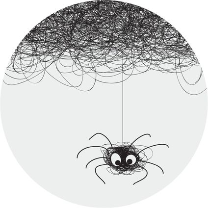 Sanders & Sanders zelfklevende behangcirkel spin zwart wit - Ø 140 cm - 601149