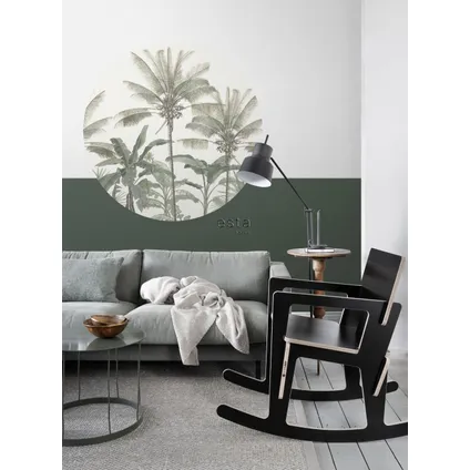 ESTAhome zelfklevende behangcirkel palmbomen lichtbeige en vergrijsd groen - Ø 140 cm 6
