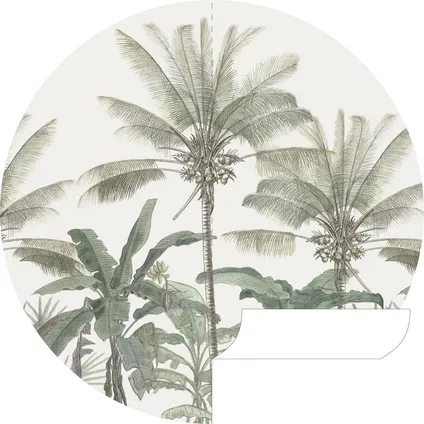 ESTAhome papier peint panoramique rond adhésif palmiers beige clair et vert grisé - Ø 140 cm 8