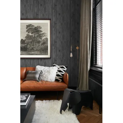 ESTAhome behang vintage sloophout planken zwart en bruin - 53 cm x 10,05 m - 128841 2