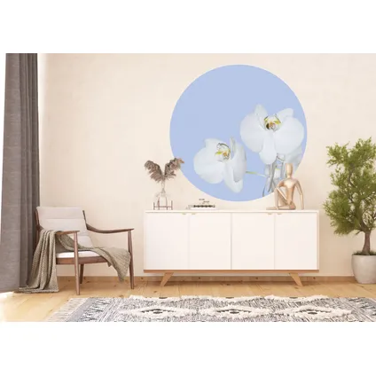 Sanders & Sanders papier peint panoramique rond adhésif fleurs bleu clair et blanc - Ø 140 cm 2
