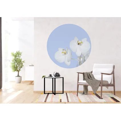 Sanders & Sanders papier peint panoramique rond adhésif fleurs bleu clair et blanc - Ø 140 cm 3
