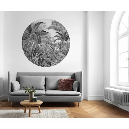 Komar papier peint panoramique rond adhésif Wild Woods noir et blanc - Ø 125 cm - 611162 2