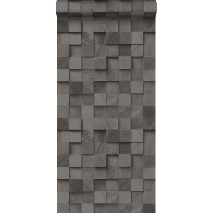 ESTAhome behangpapier 3D-houtmotief zwart - 53 cm x 10,05 m - 138528