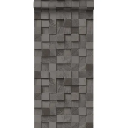 ESTAhome behangpapier 3D-houtmotief zwart - 53 cm x 10,05 m - 138528
