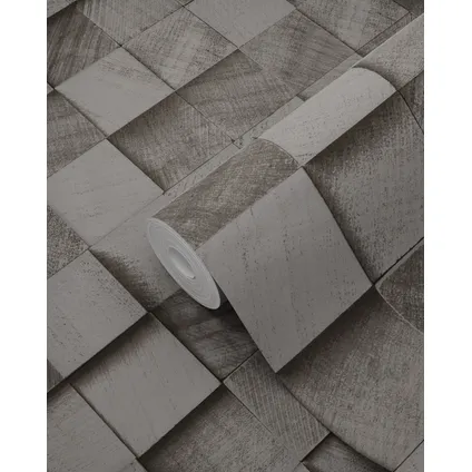 ESTAhome behangpapier 3D-houtmotief zwart - 53 cm x 10,05 m - 138528 8