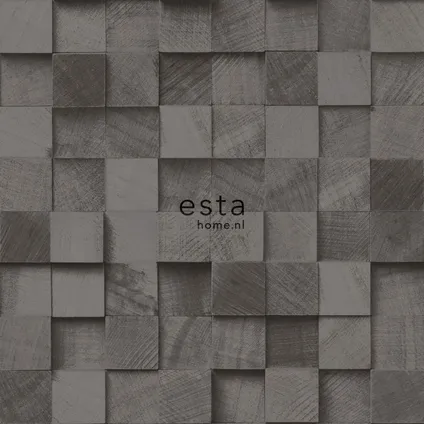 ESTAhome behangpapier 3D-houtmotief zwart - 53 cm x 10,05 m - 138528 9