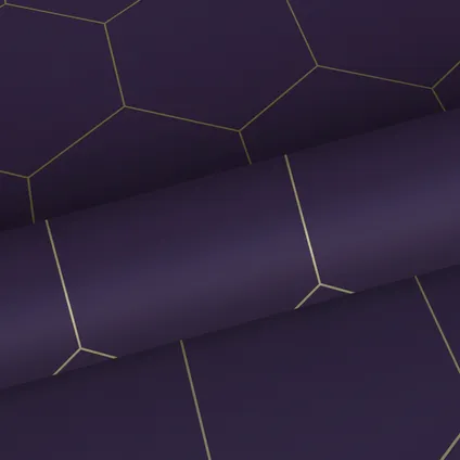 ESTAhome behang hexagon donker paars en goud - 0,53 x 10,05 m - 139575 6