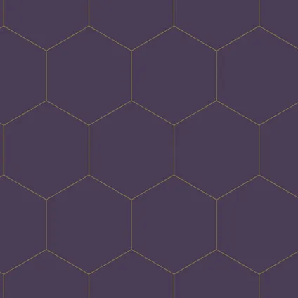 ESTAhome behang hexagon donker paars en goud - 0,53 x 10,05 m - 139575 7