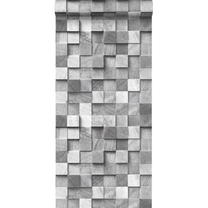 ESTAhome behangpapier 3D-houtmotief grijs - 53 cm x 10,05 m - 138527