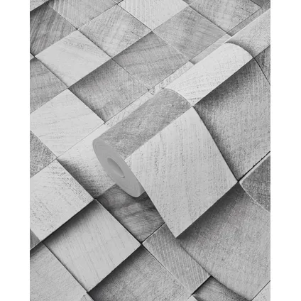 ESTAhome behangpapier 3D-houtmotief grijs - 53 cm x 10,05 m - 138527 7