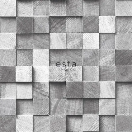 ESTAhome behangpapier 3D-houtmotief grijs - 53 cm x 10,05 m - 138527 8