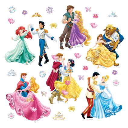 Disney sticker mural Princesses rose, jaune et bleu - 30 x 30 cm - 600213