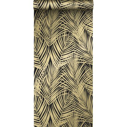 ESTAhome behang palmbladeren zwart en goud - 139318