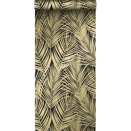 ESTAhome papier peint feuilles de palmier noir et or - 0,53 x 10,05 m - 139318