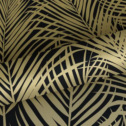 ESTAhome papier peint feuilles de palmier noir et or - 0,53 x 10,05 m - 139318 7