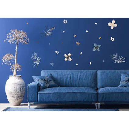 Sanders & Sanders sticker mural fleurs beige, bleu et orange - 30 x 30 cm - 601330 2