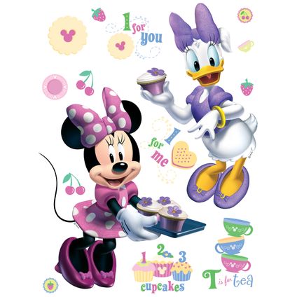 Disney muursticker Minnie Mouse & Katrien Duck roze en paars - 65 x 85 cm - 600184