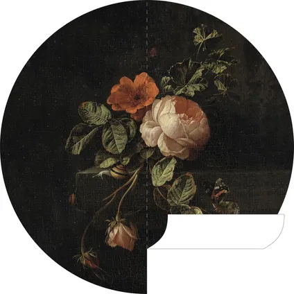 ESTAhome papier peint panoramique rond adhésif nature morte de fleurs rouge foncé et noir - Ø 140 cm 8