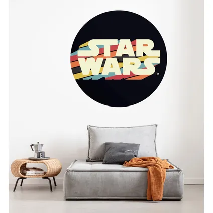 Komar zelfklevende behangcirkel Star Wars Typeface multicolor op zwart - Ø 128 cm 2