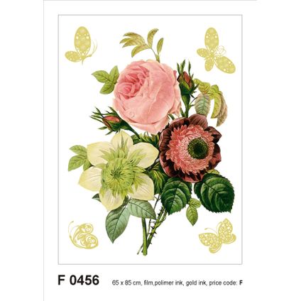 Sanders & Sanders muursticker bloemstilleven groen en roze - 65 x 85 cm - 600257