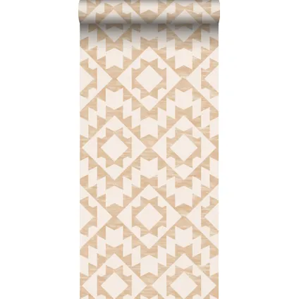 ESTAhome behangpapier Marrakech aztec tapijt beige - 53 cm x 10,05 m - 139550