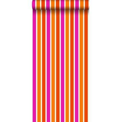 ESTAhome papier peint à rayures orange et rose - 53 cm x 10,05 m - 116515