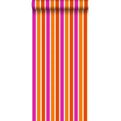 ESTAhome behangpapier strepen oranje en roze - 53 cm x 10,05 m - 116515