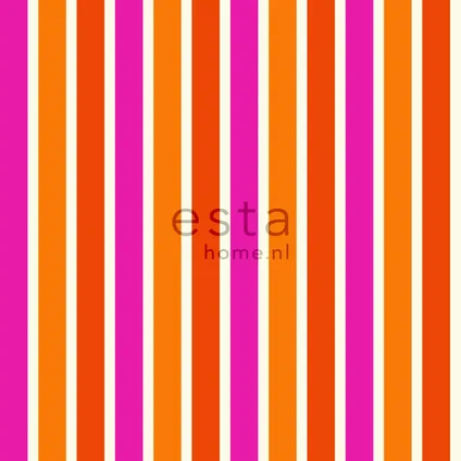 ESTAhome behangpapier strepen oranje en roze - 53 cm x 10,05 m - 116515 6