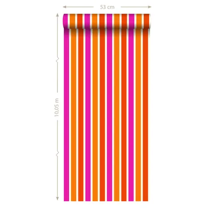 ESTAhome behangpapier strepen oranje en roze - 53 cm x 10,05 m - 116515 7