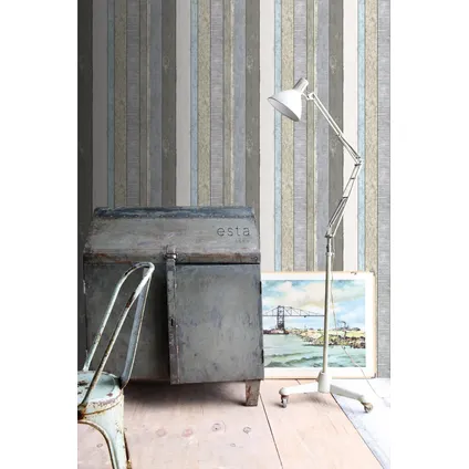 ESTAhome behang houten plankjes grijs en lichtblauw - 53 cm x 10,05 m - 138250 4