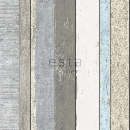 ESTAhome behang houten plankjes grijs en lichtblauw - 53 cm x 10,05 m - 138250 8